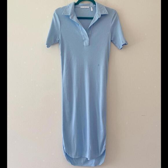 Helmut lang light blue short sleeve ribbed mini dress - Picture 3 of 9